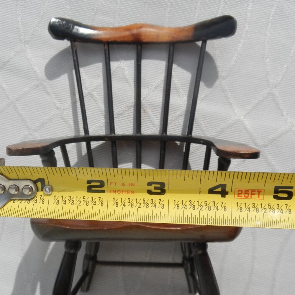 Antique wooden doll chair H 9" - Picture 2 of 8